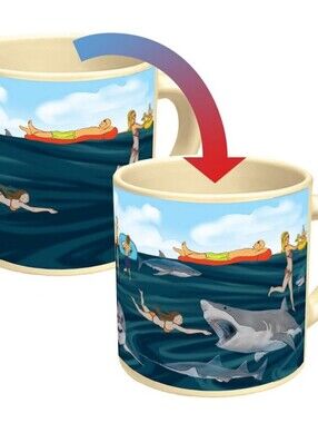 Shark Heat Changing Coffee Mug Tea Cup 14oz Shark Lurking Under the Water